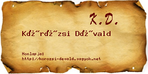 Körözsi Dévald névjegykártya